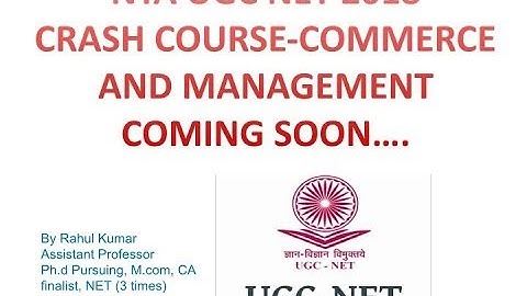 UGC NET DECEMBER 2018 - CRASH COURSE (COMMERCE AND MANAGEMENT)