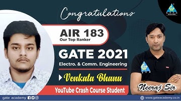 Interaction With Venkata Bhanu AIR-183 (EC) GATE 2021 | YouTube Crash Course Student