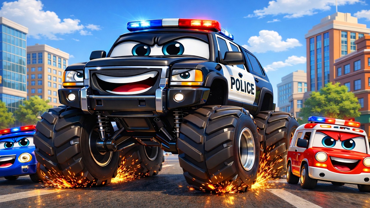 Giant Off-Road Police Truck on Emergency Mission 🚔🔥 | vehicle animation