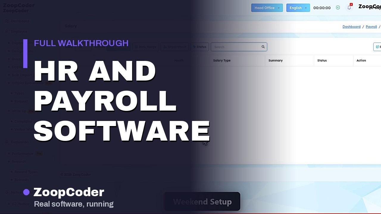 Opening frame of the demo: HR and payroll software - attendance to leave approvals in one system