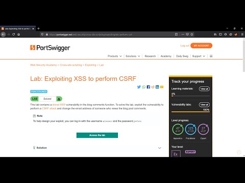 Exploiting XSS to perform CSRF-Web Security Academy