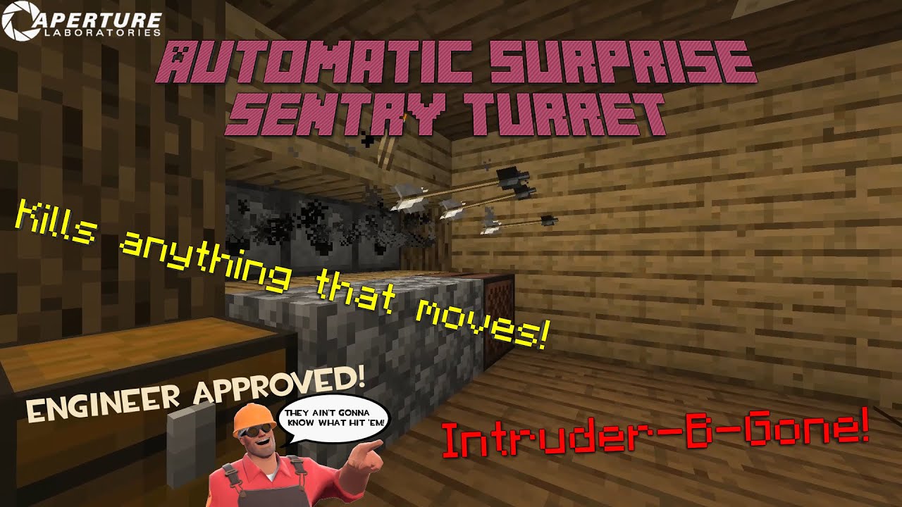 Automatic Surprise Sentry Turret design showcase (Minecraft Redstone)
