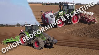 4Kᵁᴴᴰ April 2024: Ward Farms 2x Fendt 724 bed forming and planting onions in Blaxhall