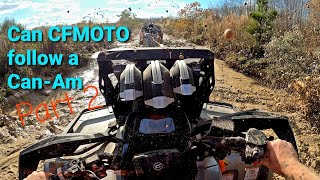 CFMoto CForce Mud Build following a Can-am Outlander Hitting All The Deep Holes