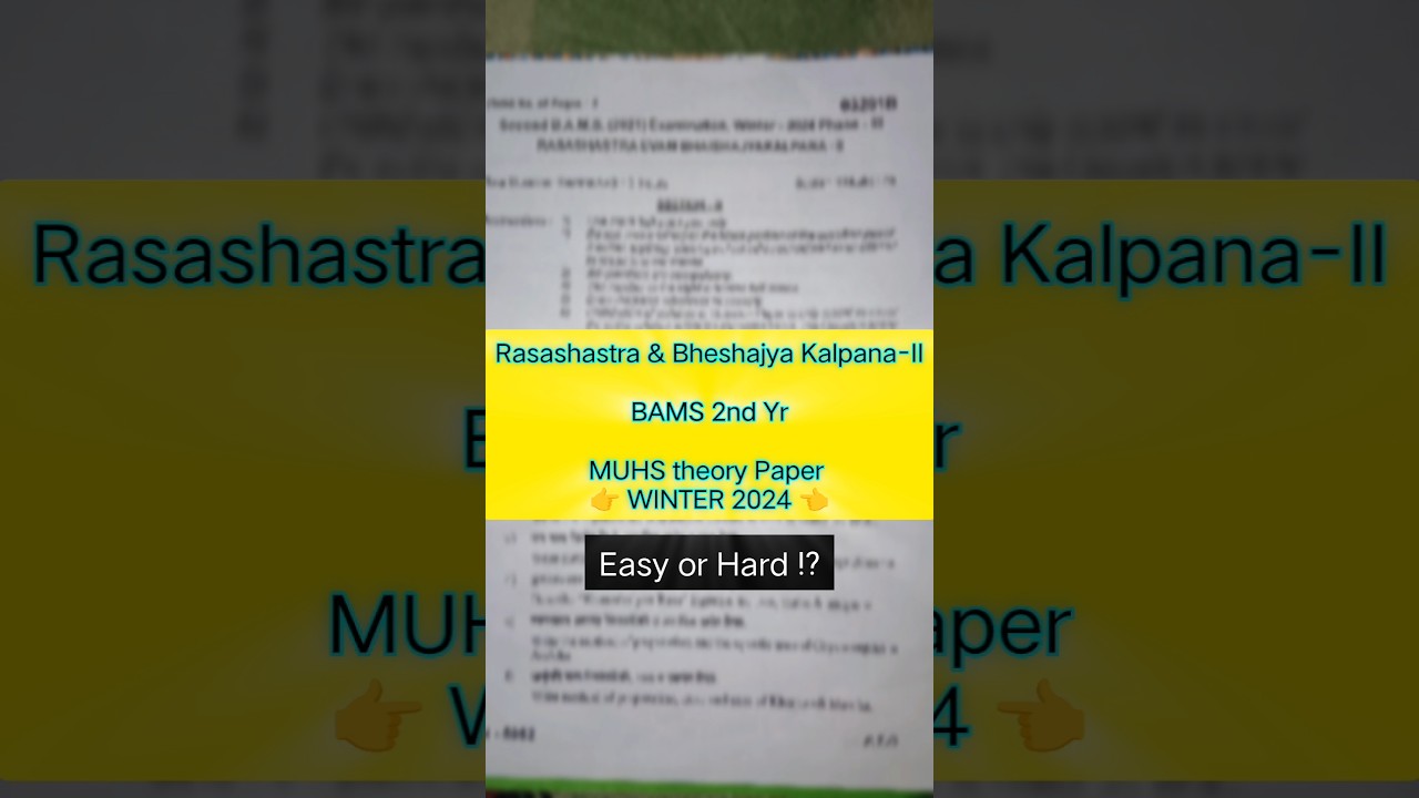Rasashastra Paper 2 | Winter 2024 | MUHS theory paper 😱 | 