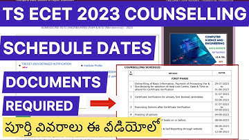 TS ECET 2023 COUNSELLING SCHEDULE DATES | ECET DOCUMENTS REQUIRED