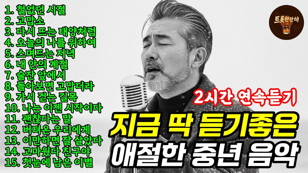 잠잘 때 듣기 좋은 중년 감성 트로트｜가슴을 울리는 애절한 노래 2시간 연속듣기