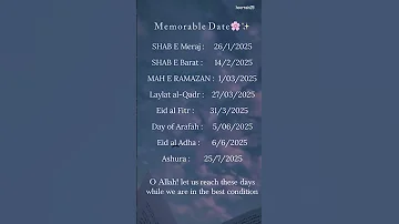 Memorable Dates 2025 Islamicshorts Islamicstatus Islam Islamicvideo Ramzan Eid Hoorrain29 