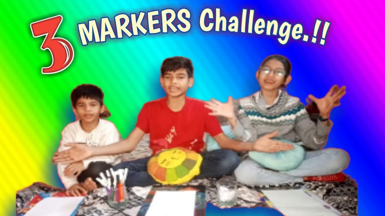 Three markers challenge | color game | drawing challengeπ€© - YouTube