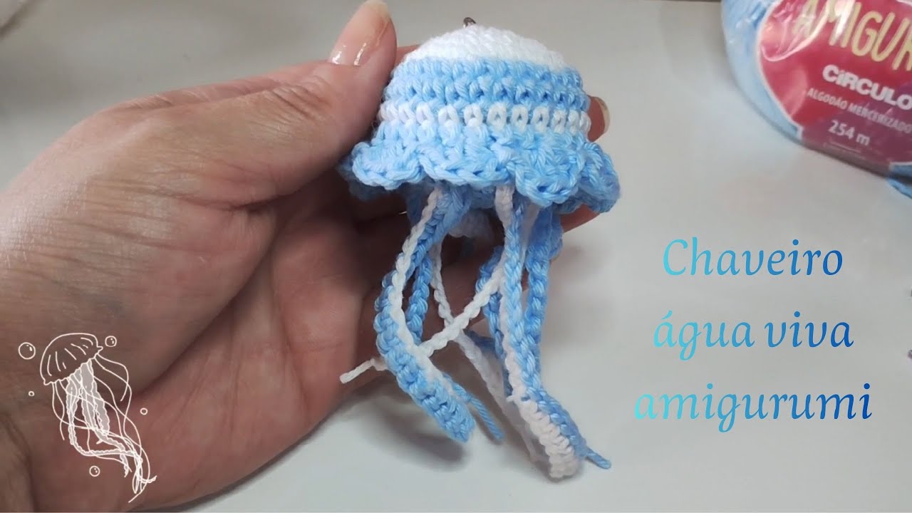 Tutorial chaveiro Água viva amigurumi 🪼 [Passo a passo completo] Rápido e fácil