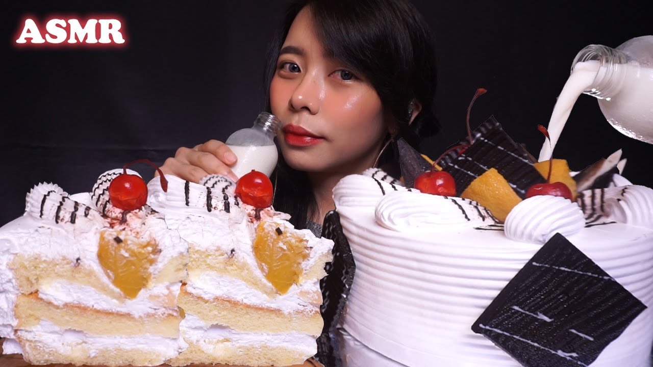 ASMR Fresh Cream Cake 🍰🥛 | Eating Sounds