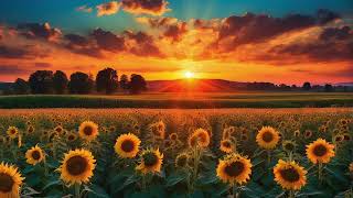 Soothing Sunflower Sunset 🌻 | TV Screensaver Slideshow No Sound