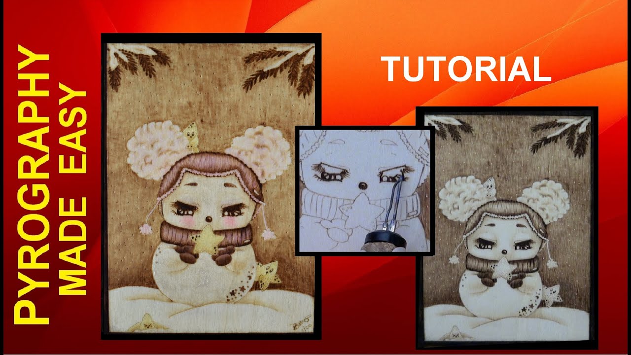 Wood Burning - Happy Angel Snow Lady - pyrography tutorial (snowman ...