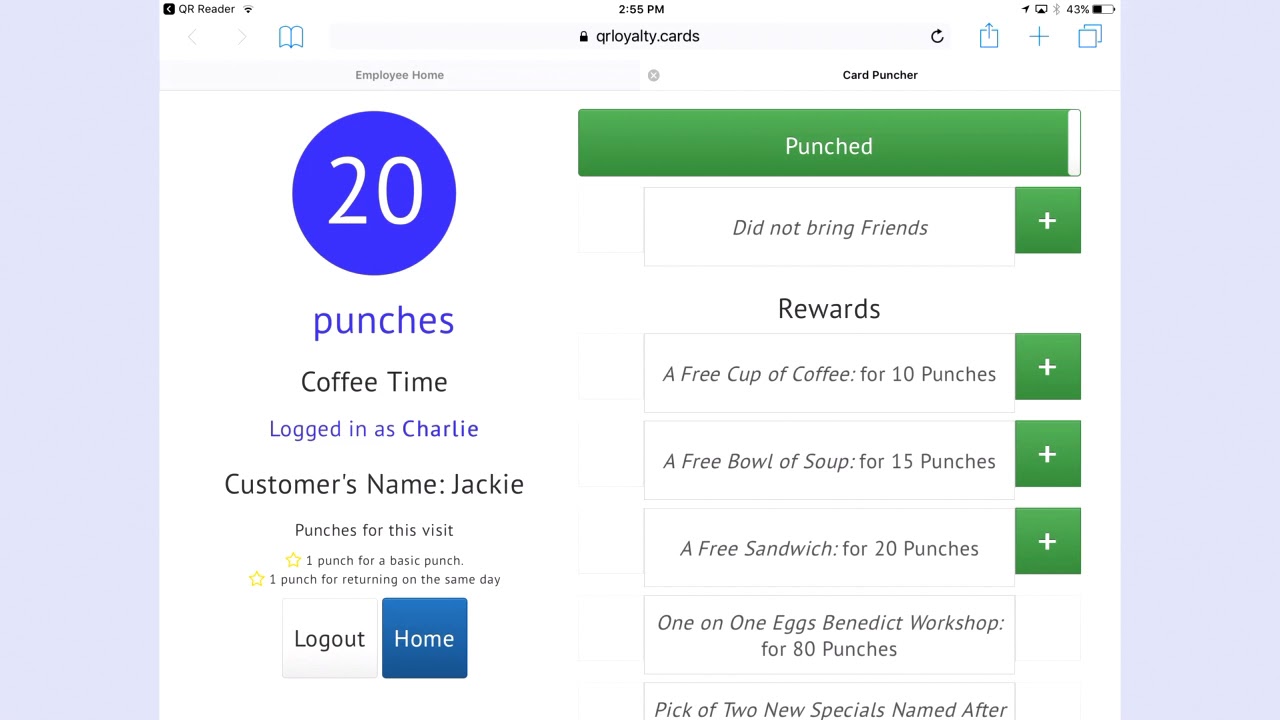 iOS - Punching Cards and Redeeming Rewards