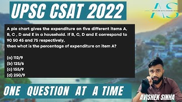 A pie chart gives the expenditure on five different items A,B,C,D | UPSC | CSAT 2022 | Avishek Sinha