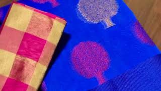 Banarsi Cotton Silk Tree Boota Saree With Latest Gamcha Check Blouse Rv Collections