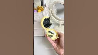 Cermin Sisir Bulat Lipat Kaca Ala Korea Sisir Compact 2IN1 Karakter Lucu / Sisir Lipat Bulat Cermin