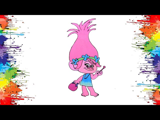 Poppy l Trolls l desenhando e colorindo desenho dos trolls.. 