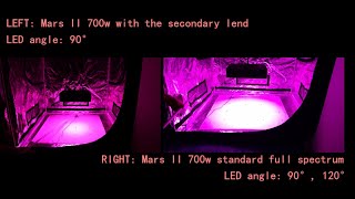 Mars II 700w standard LED Grow Lights VS Mars II 700w with the secondary lens par comparison test