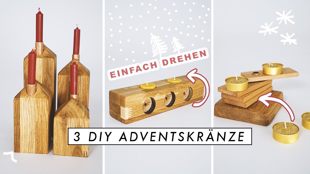 3 DIY Ideen für Adventskranz aus Holz einfach selber machen - schlicht & modern