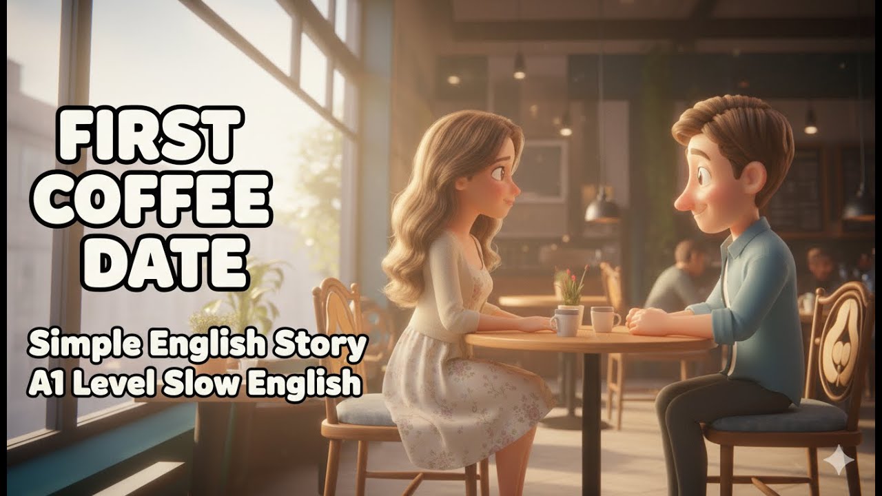 Simple English Story (A1) | First Coffee Date ☕ | Slow Spoken English