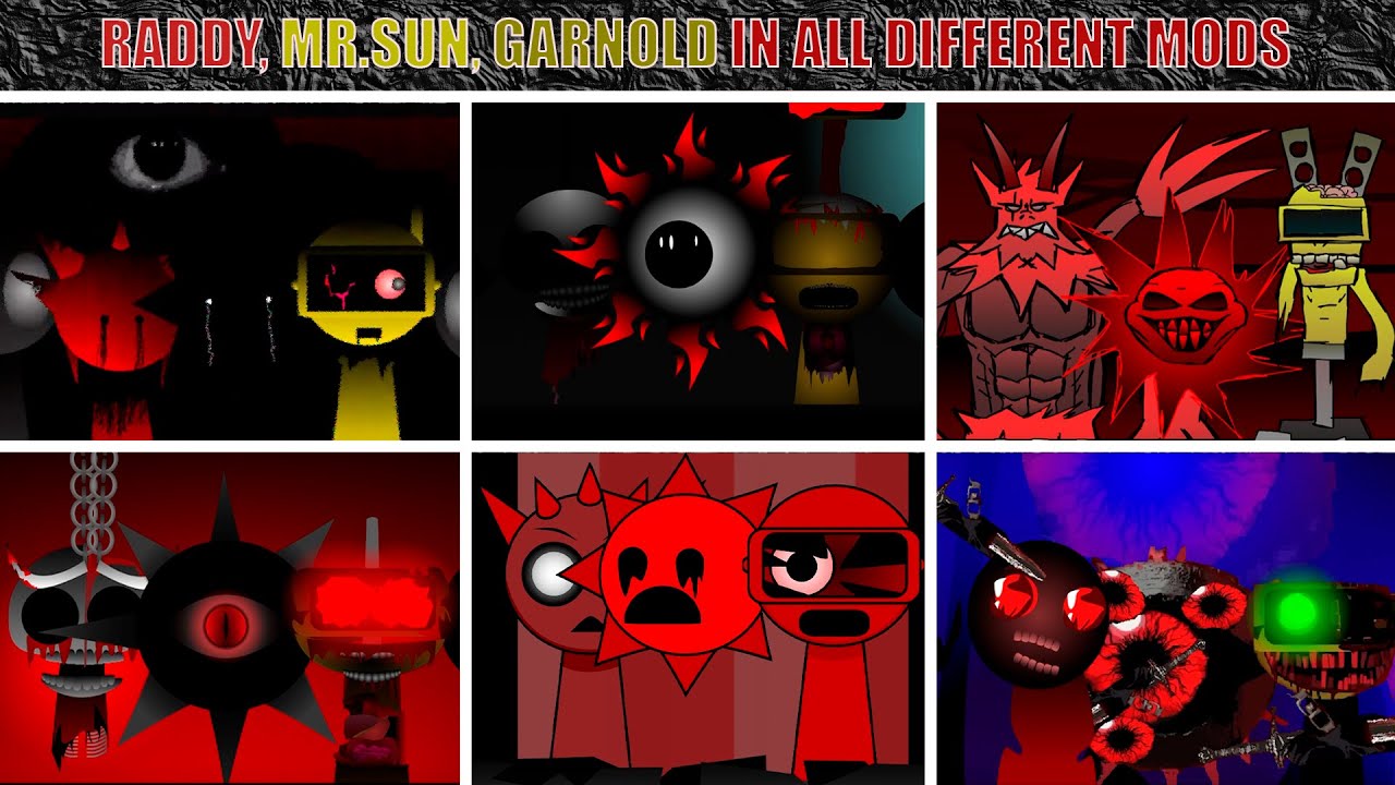 Incredibox - RADDY, MR.SUN, GARNOLD in ALL Different Mods
