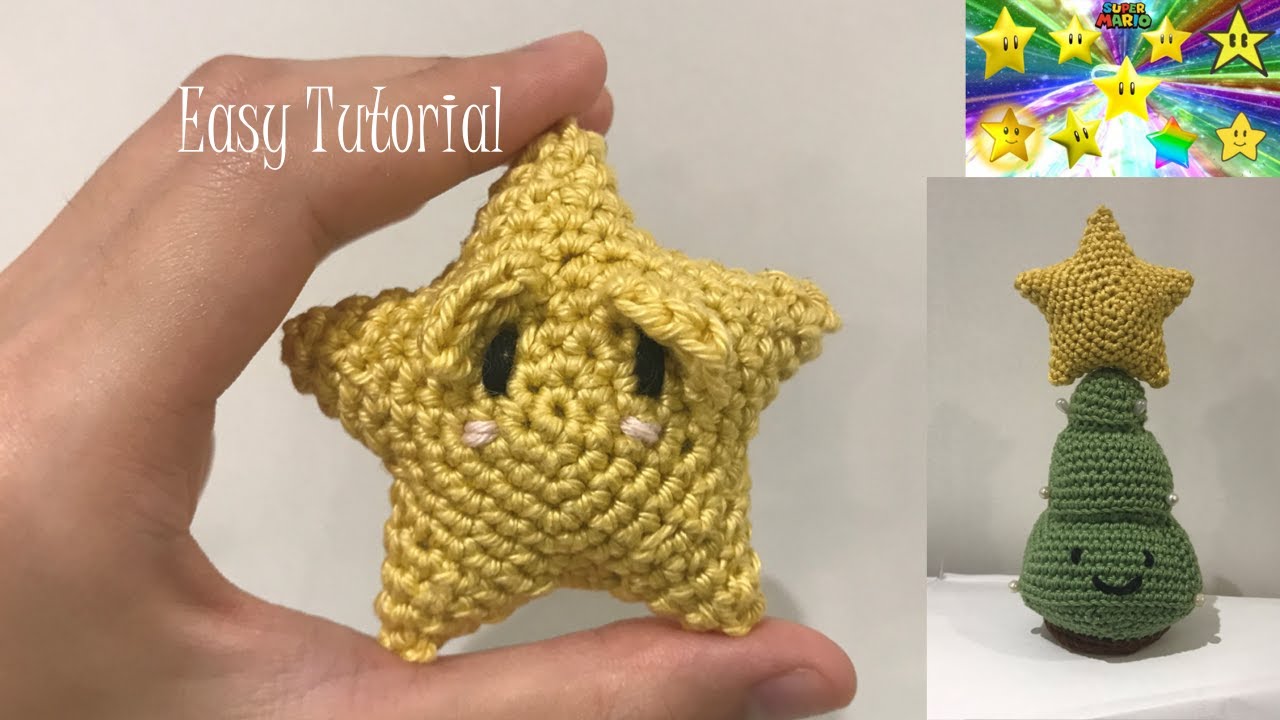 Crochet Amigurumi Star | Christmas Tree Star | Super Mario Superstar ...