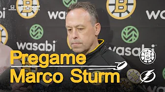 Sturm speaks with the media ahead of Monday matchup with TBL at TD Garden