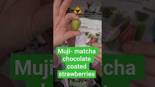 Muji- matcha chocolate coated strawberries #japan #japanesesnacks #japanesefood #matcha #freezedried