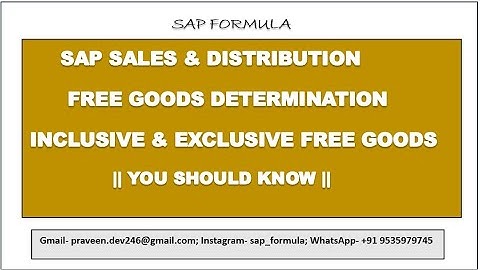 CONCEPT 53: SAP SD FREE GOODS CONCEPT || INCLUSIVE AND EXCLUSIVE FREE GOODS || SAP FORMULS ||