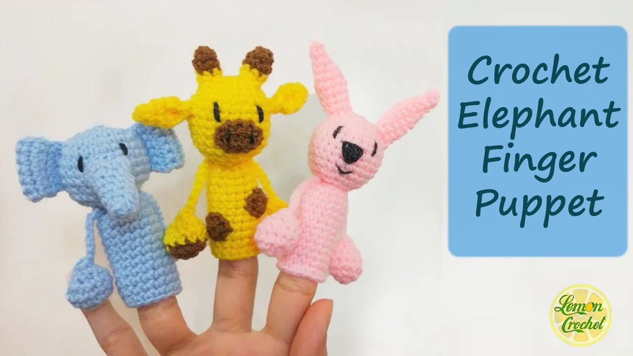 🐘How to Crochet Elephant Finger Puppet | Crochet Tutorials | Lemon Crochet🍋