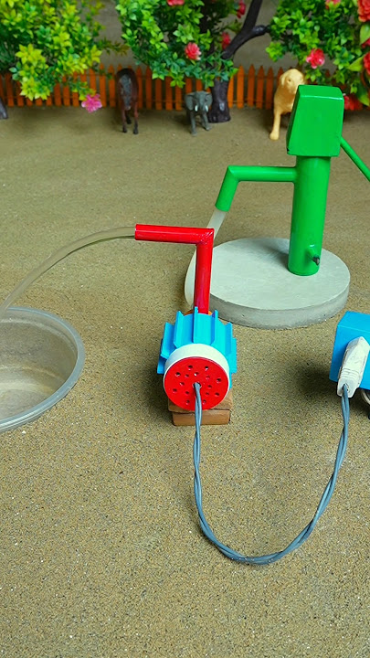 Mini hand pump project water with supply motor eating donkey hen and farm #waterpump #shorts #379
