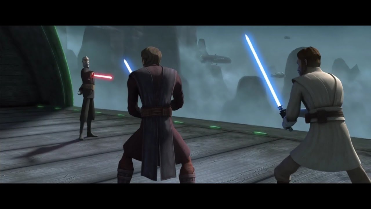 Anakin And Obi Wan Vs Dooku Clone Wars