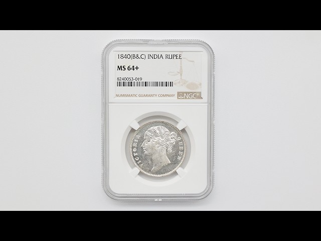 1840(B&C) イギリス領インド ヴィクトリア女王 1ルピー 銀貨 NGC MS 64