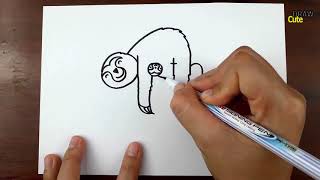 How to turn words SLOTH into a Cartoon   Drawing art on paper