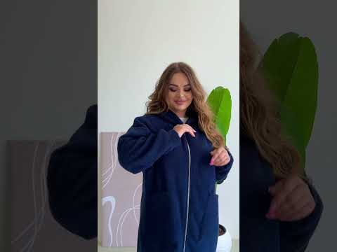 Женский кардиган удлиненный фасон, с капюшоном на молнии и карманами, большие размеры 52-66 Балал, видео 1