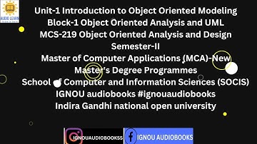 Introduction to Object Oriented Modeling, Unit-1 Block-1 MCS 219 MCA SOCIS #ignou #computercourse