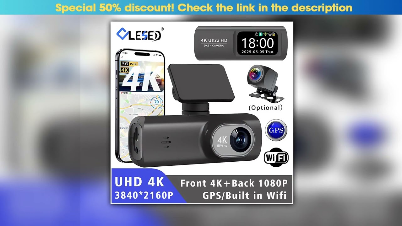 4K 2160P Dash Cam GPS WiFi Car DVR Mini Dual Lens Dashcm Front And Rear Auto Camera with Night