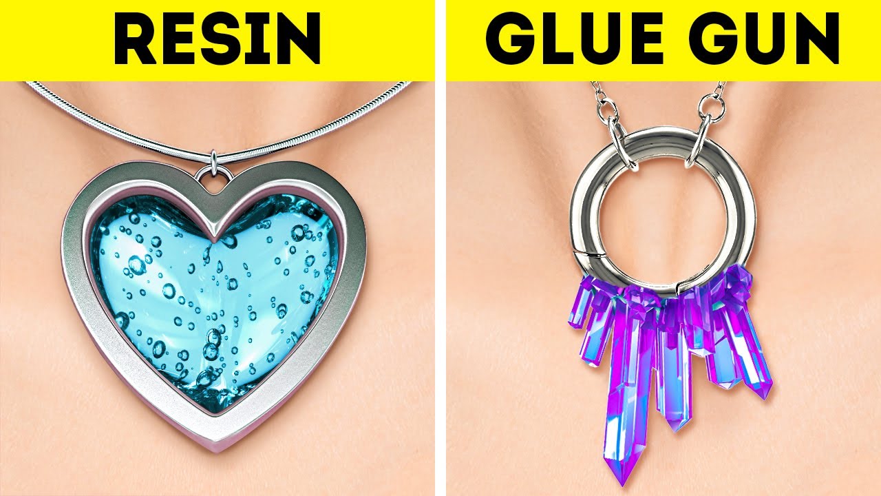 Colorful DIY Jewelry And Mini Crafts Out Of Epoxy Resin, Glue Gun And 3D-Pen