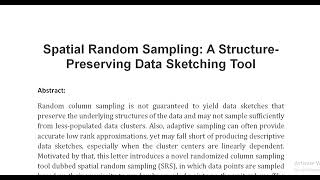 Spatial Random Sampling A Structure Preserving Data Sketching Tool