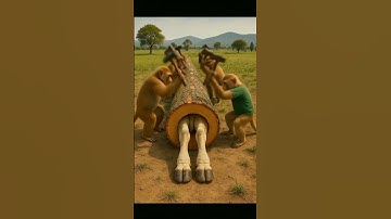 Monkey Rescue Mission from Giant Log #villagelife #wildliferescue #animals #shorts