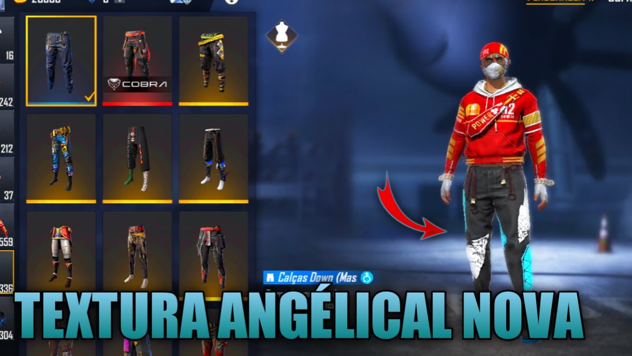 NOVA TEXTURA DA CALÇA ANGELICAL AZUL NA CALÇA DOWN NO FREE FIRE
