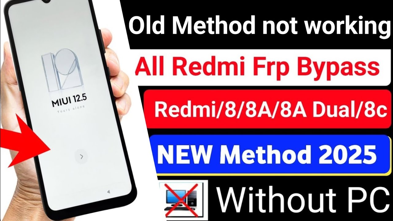 Redmi 8/8A/8A Doul Frp bypass MIUI 12.5 !! Redmi 8 ka frp lock kaise tode without pc