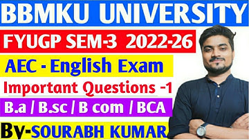 FYUGP UG Sem-3 2022-26 AEC English important questions 2024  #fyugp_aec_english_business_questions
