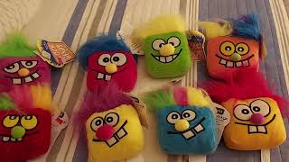 2006 Fine Toy Co. Blockheads (COMPLETE SERIES)
Sorry if the description is long, I just have a lot to say about these.
Here is a series that doesn’t get that much attention.
These blockheads are actually a spin off series from the Furrballz. And so far I have seen no videos of these at all.
I had to get two lots of these in order to gain the whole series, which meant that one of the lots had four duplicates (Which I sent to @Funnybirdproductions ). I also had to replace the batteries of the nonworking ones.
But as I was replacing the batteries on Stu Pid, the metal piece that attached to the speaker came off. Which meant I had to replace the speaker entirely with a bigger speaker. That’s why it sounds different from the others.
Anyway, they do the same thing as the Furrballz except without movement. Also, like the Furrballz, they were labeled with numbers. They were not only labeled on their plastic box, they were also labeled on the back of their circuit boards.
These were sold in Walmart and CVS back when they were released.
Here are each blockheads in order shown along with their songs and numbers:
Mary Gold: Cha Cha Slide
Crystal Ball (#5): Great Balls of Fire
Dee Claire (#4): Chicken Dance
Mel O Dee: 1-2 Step
R.M. Pitts (#8): U Cant Touch this
Mick Stupp (#7): I Feel Good
Stu Pid (#3): Hot Hot Hot (and on some variants, Baby Got Back)
Joe King (#6): Shout 2006 Fine Toy Co. Blockheads (COMPLETE SERIES)