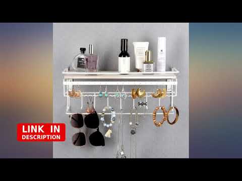 JackCubeDesign Hanging Jewelry Organizer with 9 Hooks, Wall Mount Necklace Earring revieww