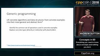 CppCon 2018: Andrew Sutton “Concepts in 60: Everything you need to know and nothing you don't”