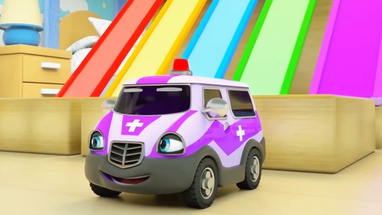 Learn Colors with Cars! Firetruck Garbage Truck & Police Car Animation