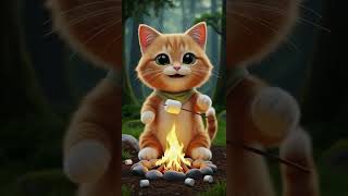 Fluffy Camper Cat Loves Marshmallows 😻🔥#CuteCatShorts  #CatLovers #CozyVibes #cuteanimals  #catlife