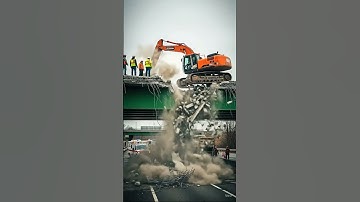 Excavator Causes Shocking Bridge Collapse!